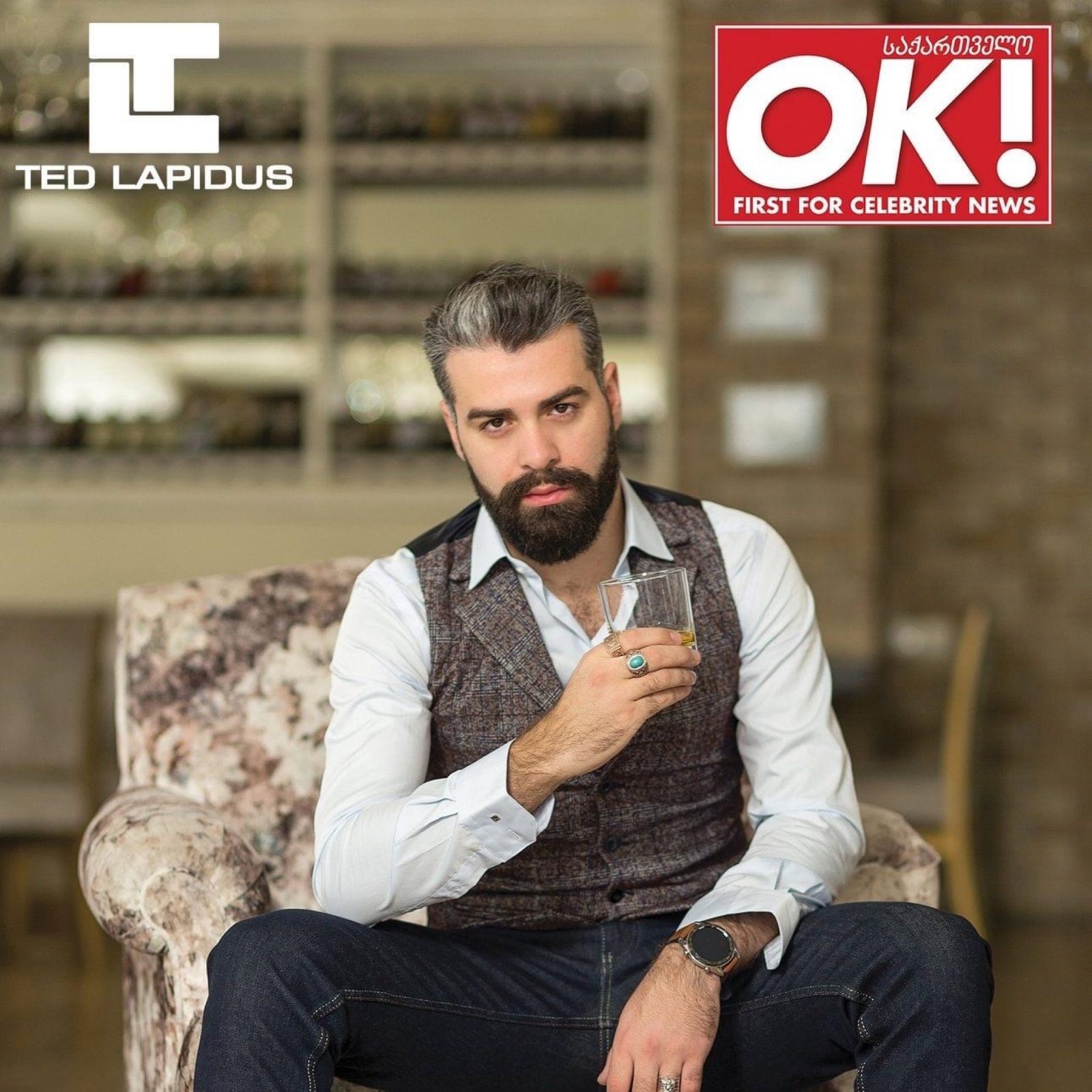 Niko Kane in a Ted Lapidus branded editorial for OK Magazine